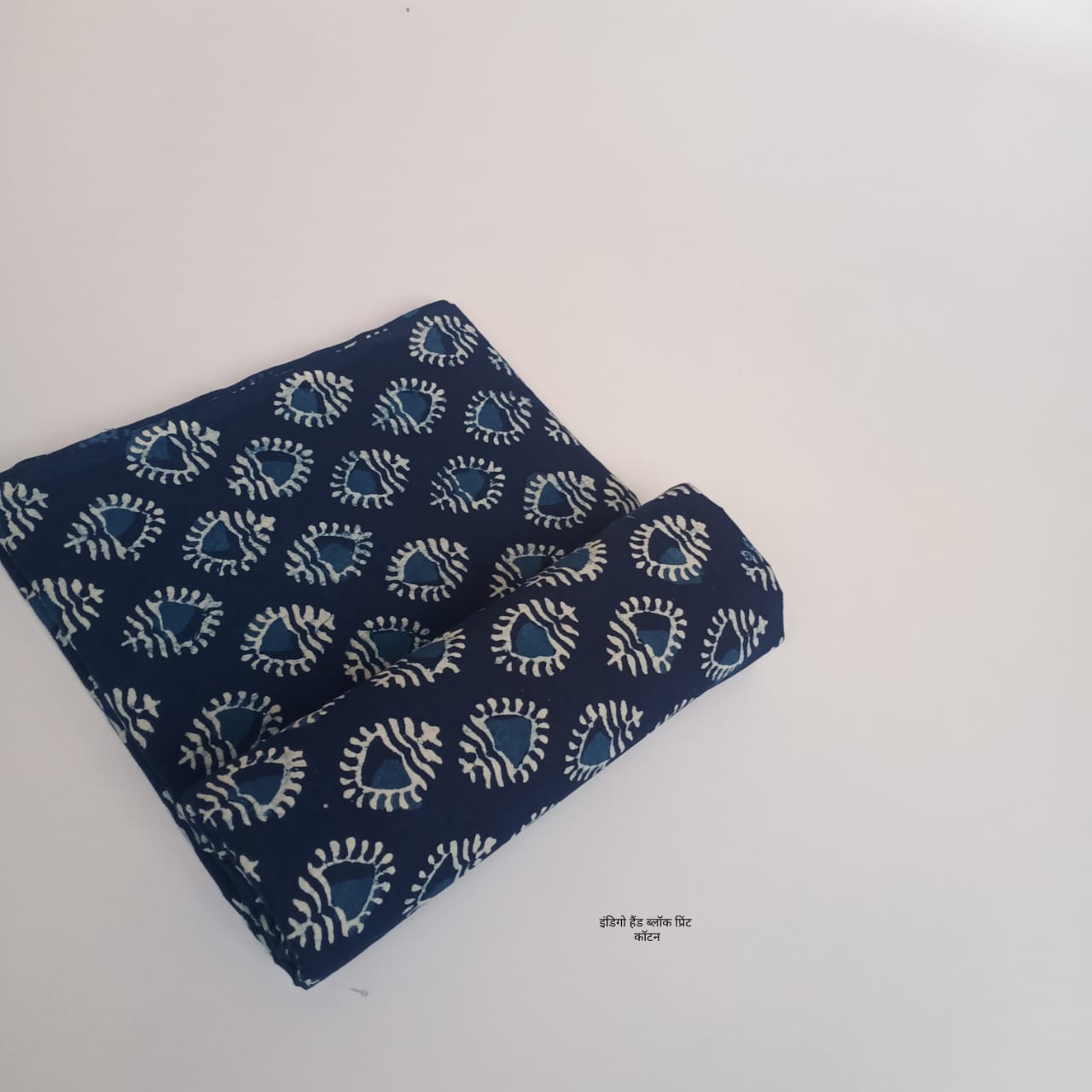 Indigo butta dabu handblock cotton fabric, pure cotton traditional motif crafted by Rajasthan artisans